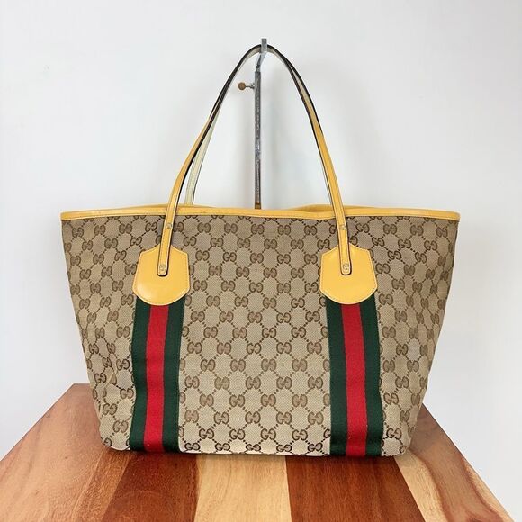 Pre-Owned Gucci GG Canvas Sherry Line Tote Bag 211970 - Picture 2 of 12